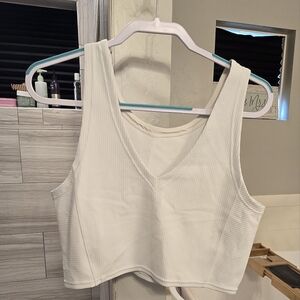 Lululemon Athletica White Fitted Crop Tank Top